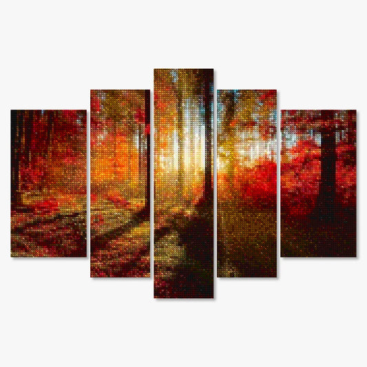 Diamond Painting Herfst zonnestralen 5 luik - SEOS Shop ®