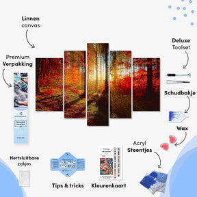 Diamond Painting Herfst zonnestralen 5 luik - SEOS Shop ®