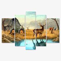 Diamond Painting Herten in de wei 5 luik - SEOS Shop ®
