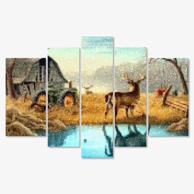 Diamond Painting Herten in de wei 5 luik - SEOS Shop ®