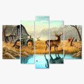 Diamond Painting Herten in de wei 5 luik - SEOS Shop ®
