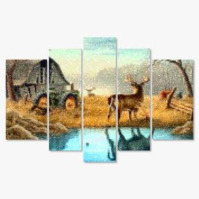 Diamond Painting Herten in de wei 5 luik - SEOS Shop ®
