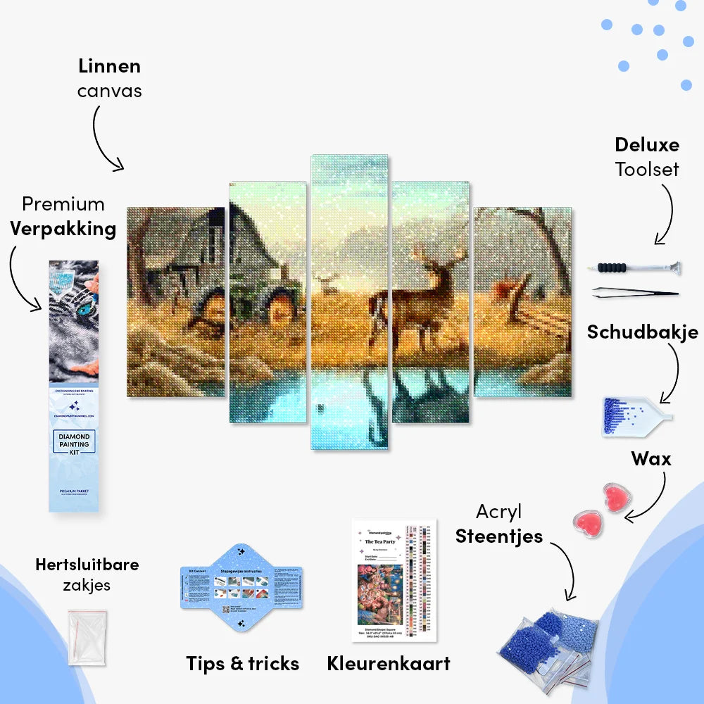 Diamond Painting Herten in de wei 5 luik - SEOS Shop ®