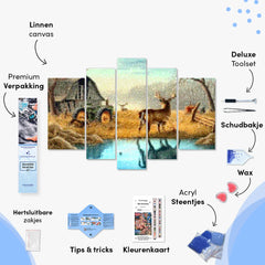Diamond Painting Herten in de wei 5 luik - SEOS Shop ®