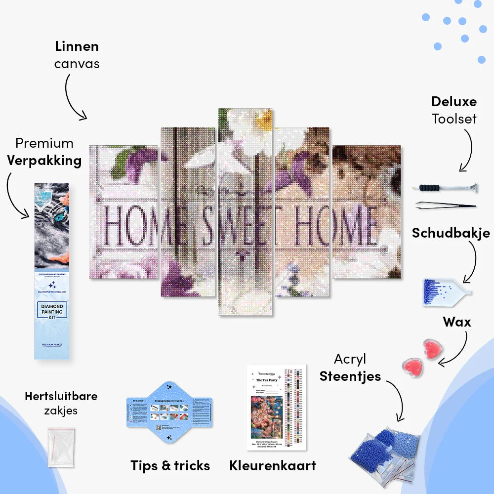 Diamond Painting Home Sweet Home Natural Look 5 luik - SEOS Shop ®