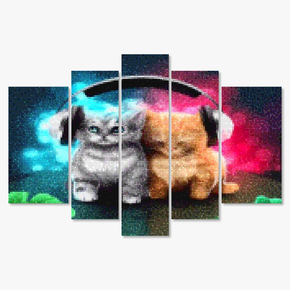 Diamond Painting Katten met koptelefoon 5 luik - SEOS Shop ®