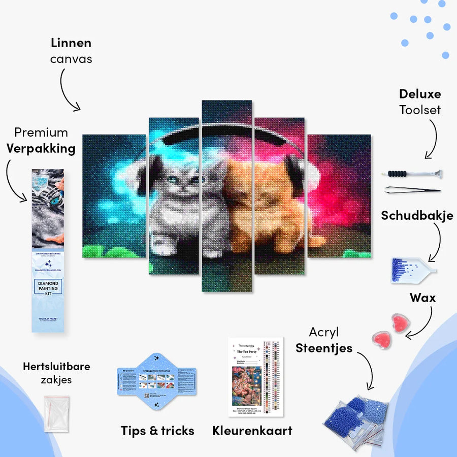 Diamond Painting Katten met koptelefoon 5 luik - SEOS Shop ®