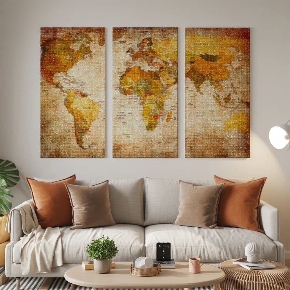 Diamond Painting Map van de wereld 3 luik - SEOS Shop ®