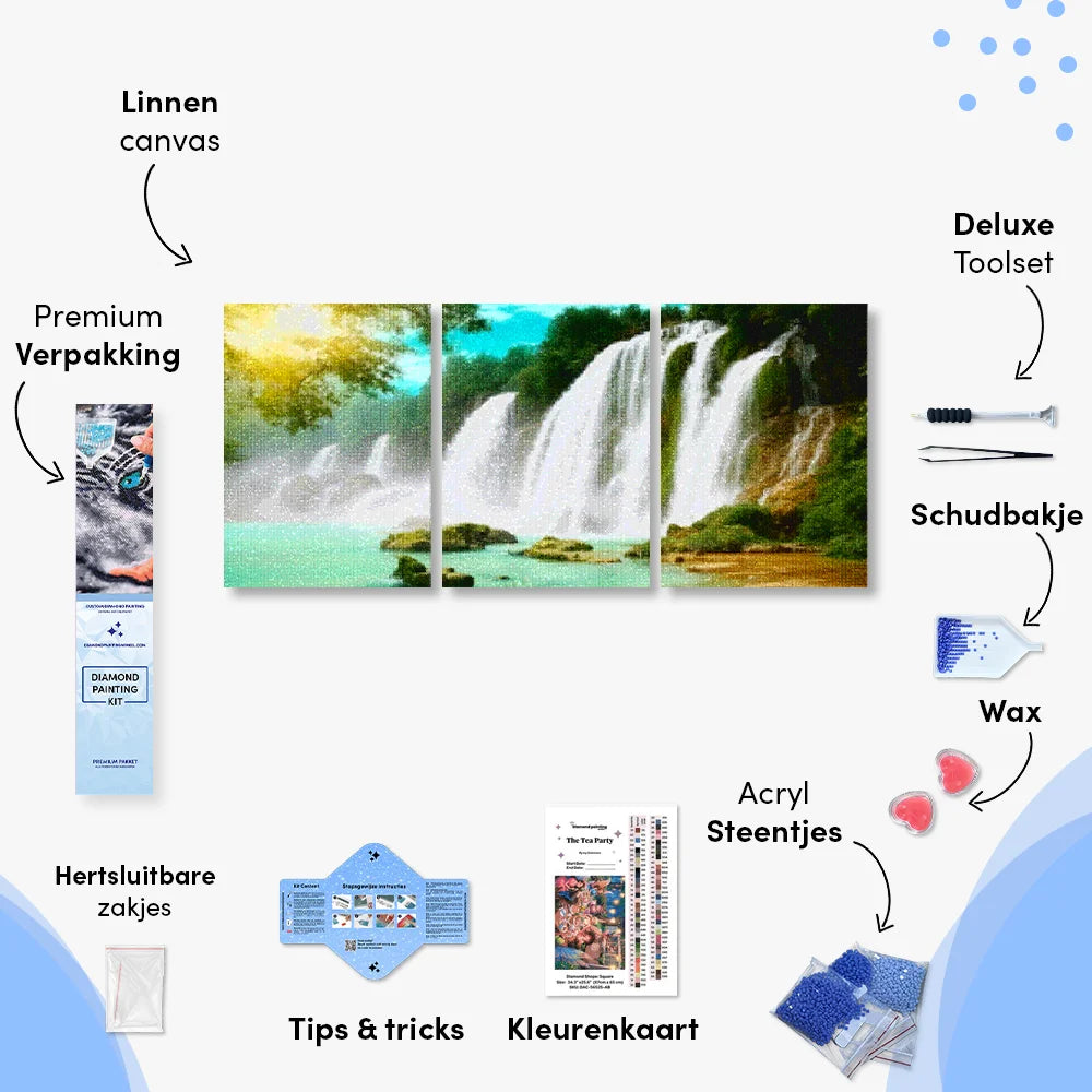Diamond Painting Mooie waterval 3 luik - SEOS Shop ®
