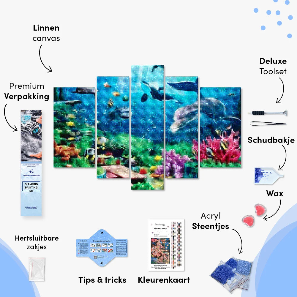 Diamond Painting Mooie zeedieren 5 luik - SEOS Shop ®