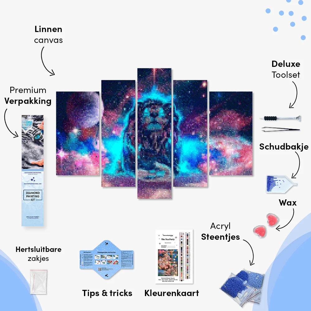 Diamond Painting Mysterieuze leeuw 5 luik - SEOS Shop ®