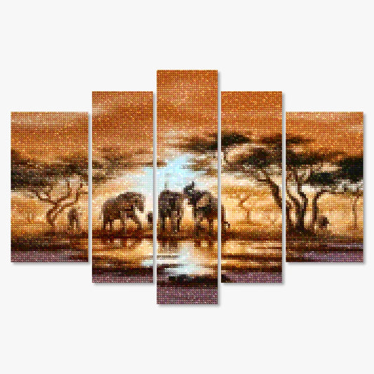 Diamond Painting Olifanten op safari 5 luik - SEOS Shop ®