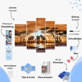 Diamond Painting Olifanten op safari 5 luik - SEOS Shop ®