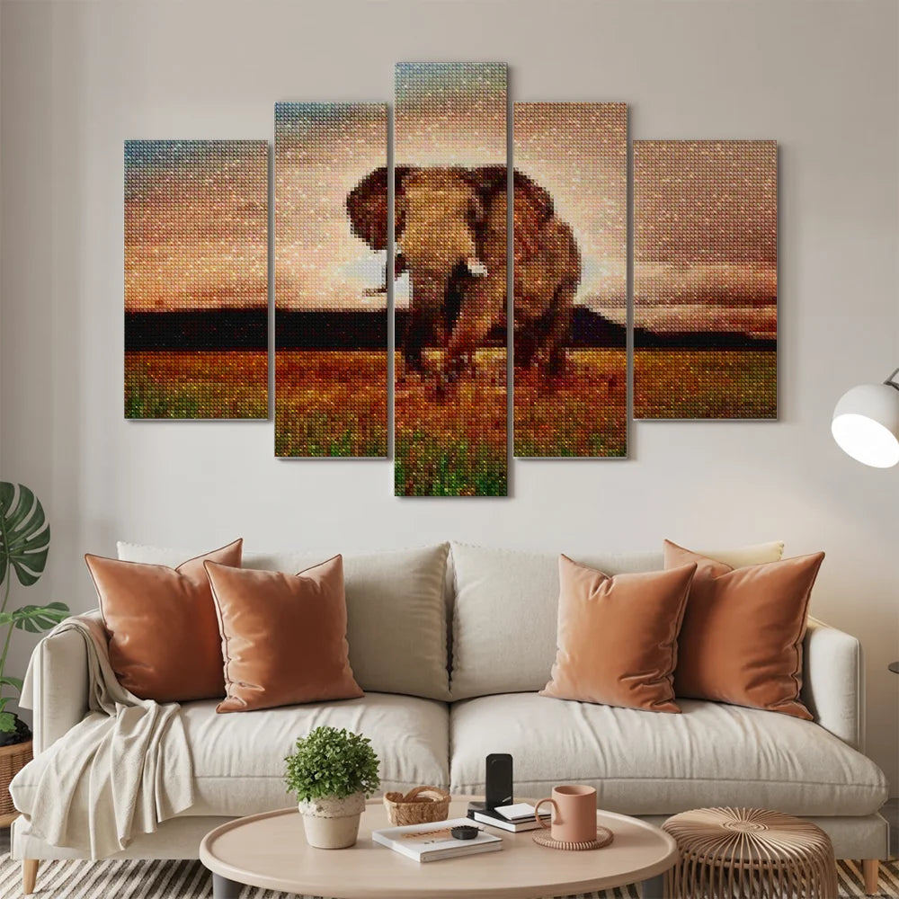 Diamond Painting Olifant in Afrika 5 luik - SEOS Shop ®