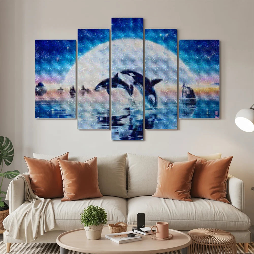 Diamond Painting Orca's in het water 5 luik - SEOS Shop ®