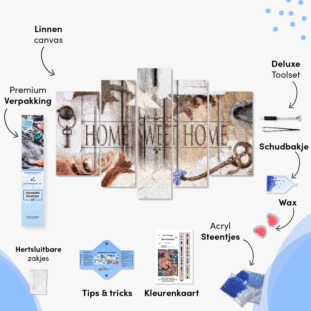 Diamond Painting Pakket Home Sweet Home Hout Look 5 luik - SEOS Shop®