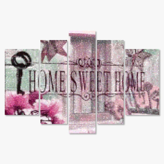 Diamond Painting Pakket Home Sweet Home Roze 5 luik - SEOS Shop ®