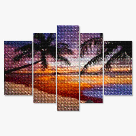 Diamond Painting Palmbomen op het strand 5 luik - SEOS Shop ®