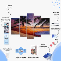 Diamond Painting Palmbomen op het strand 5 luik - SEOS Shop ®