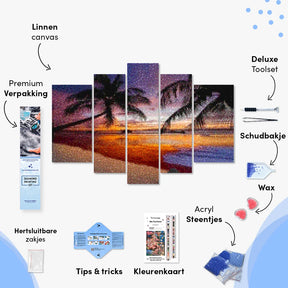 Diamond Painting Palmbomen op het strand 5 luik - SEOS Shop ®