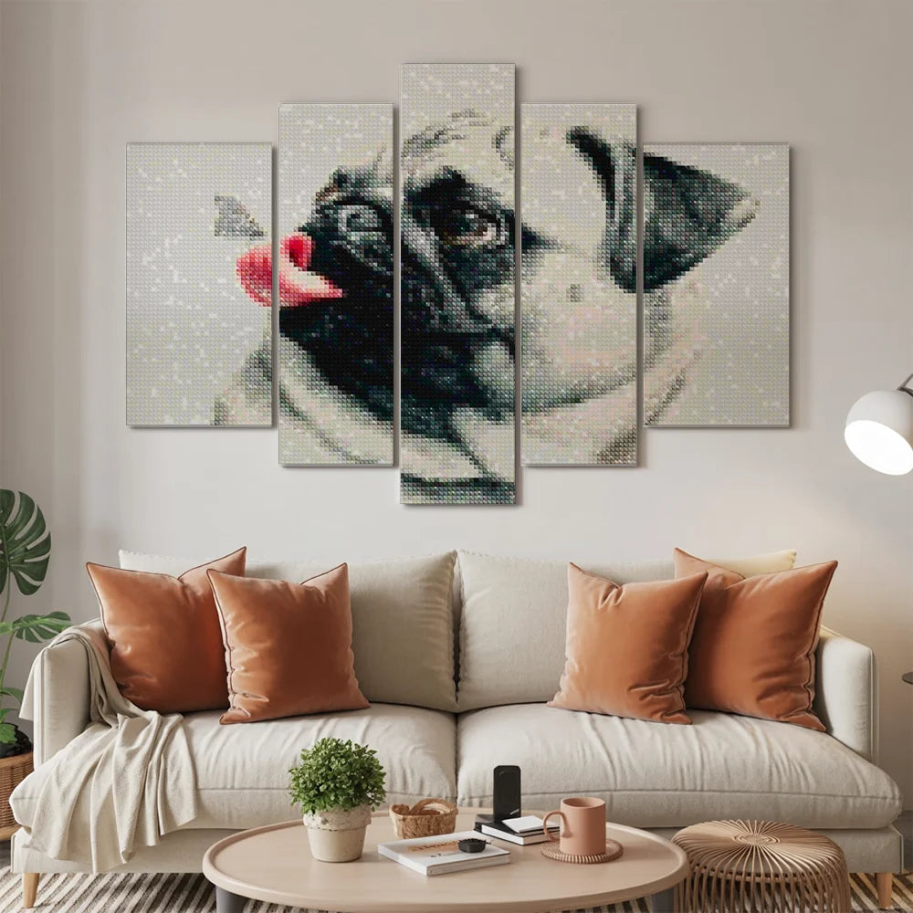 Diamond Painting Puppy met vlinder op tong 5 luik - SEOS Shop ®