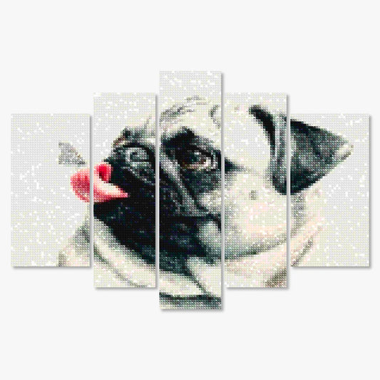 Diamond Painting Puppy met vlinder op tong 5 luik - SEOS Shop ®