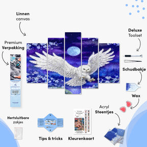 Diamond Painting Uil onder de maan 5 luik - SEOS Shop ®