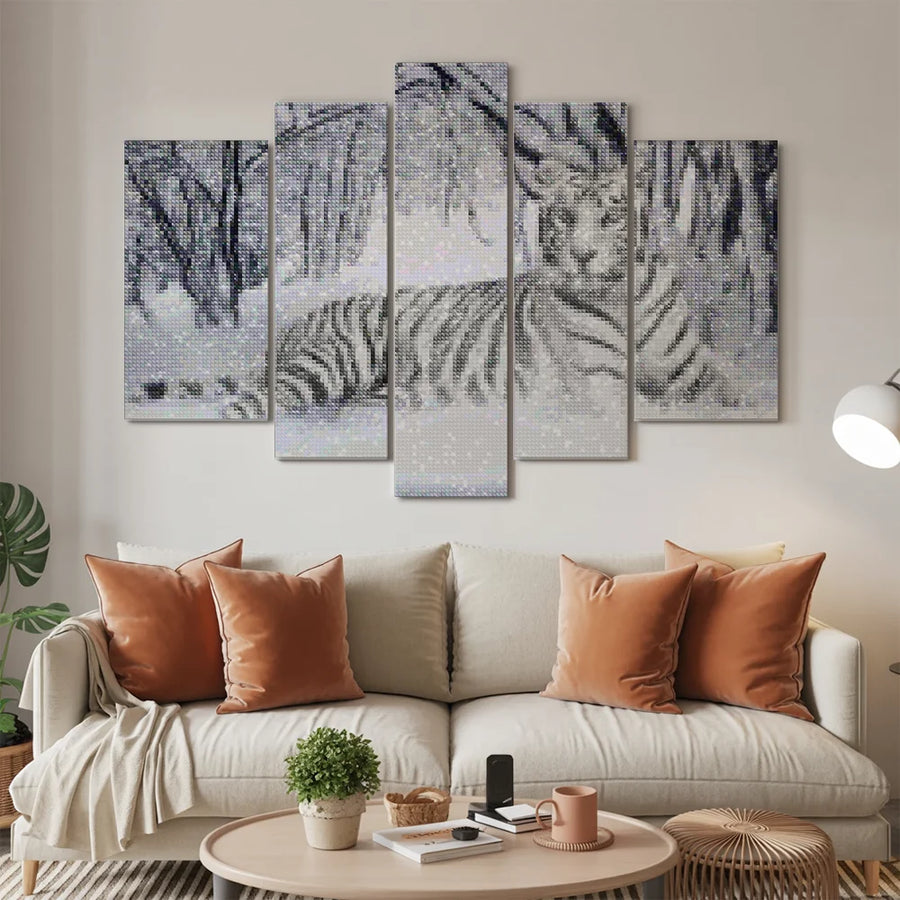 Diamond Painting Witte Tijger 5 luik - SEOS Shop ®