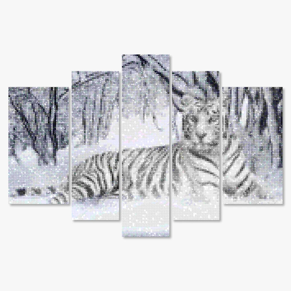 Diamond Painting Witte Tijger 5 luik - SEOS Shop ®