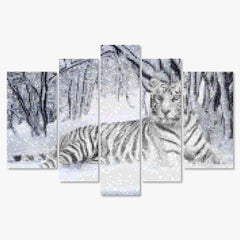 Diamond Painting Witte Tijger 5 luik - SEOS Shop ®