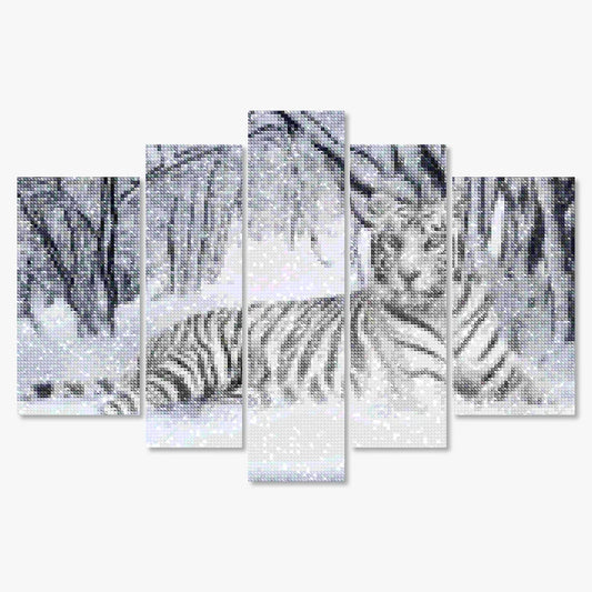 Diamond Painting Witte Tijger 5 luik - SEOS Shop ®