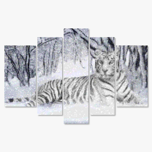 Diamond Painting Witte Tijger 5 luik - SEOS Shop ®
