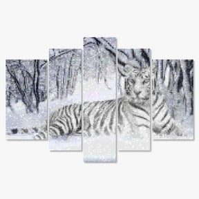 Diamond Painting Witte Tijger 5 luik - SEOS Shop ®