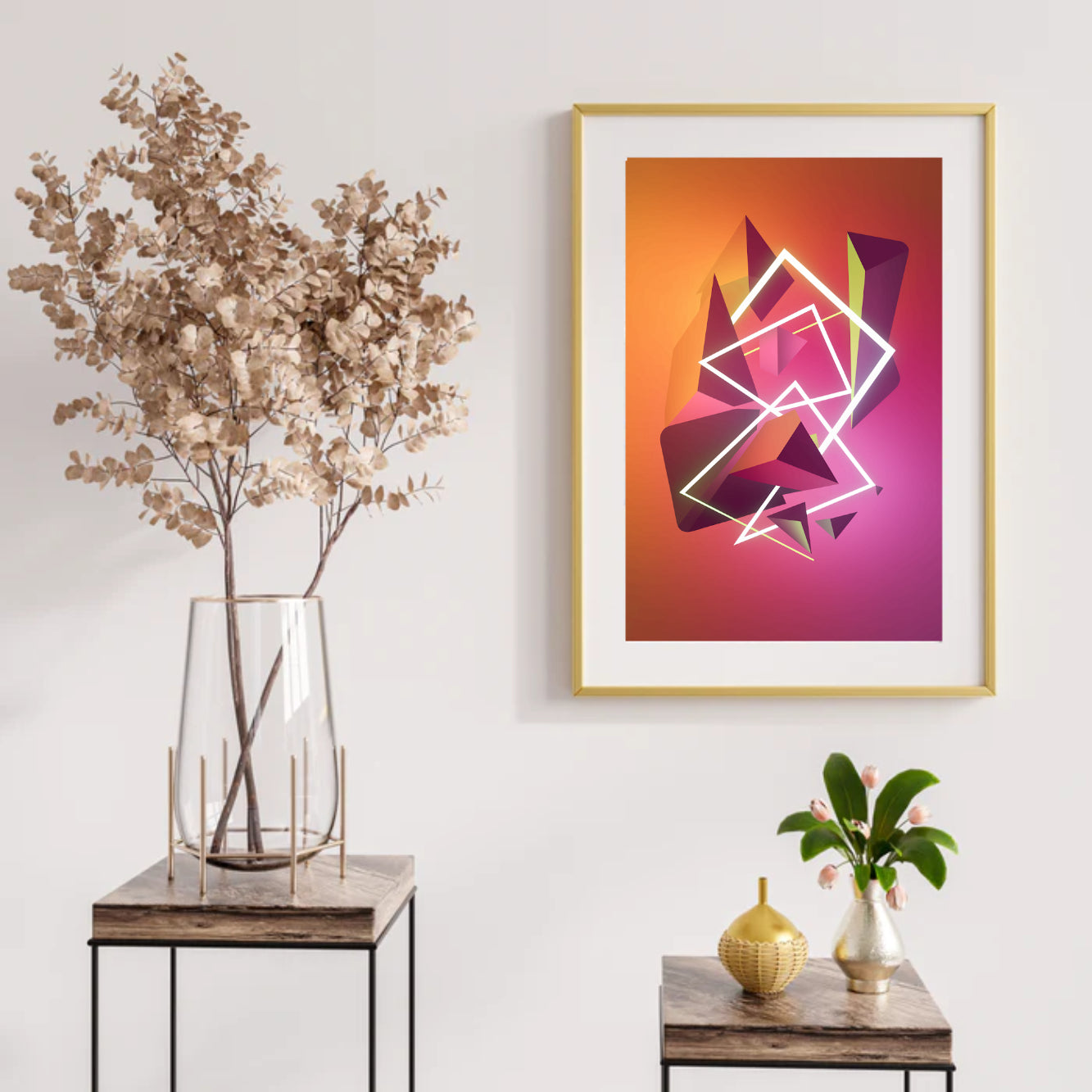 Diamond Painting - Abstracte geometrische vormen in neonkleuren