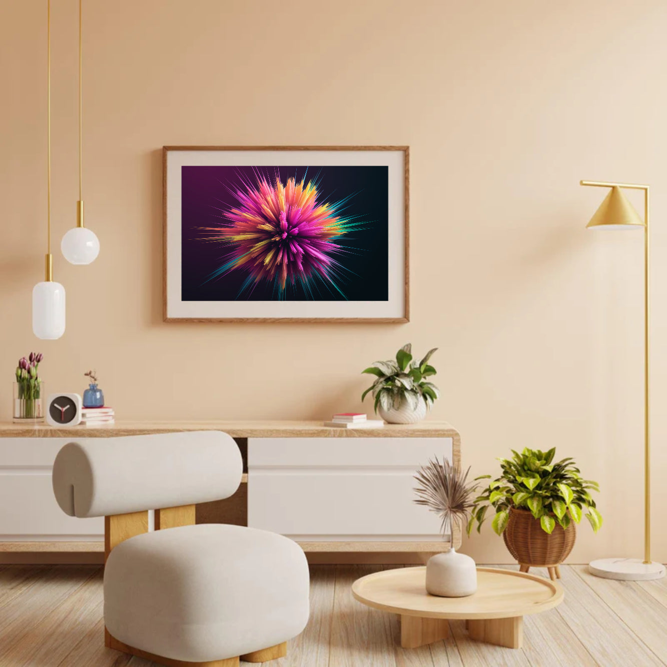 Diamond Painting - Abstracte kosmische explosie met heldere kleuren