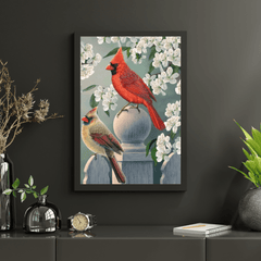 Diamond Painting - Achtertuin kardinaal paar