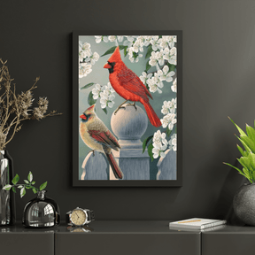 Diamond Painting - Achtertuin kardinaal paar