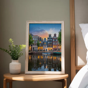 Diamond Painting - Amsterdamse grachtenpanden bij zonsondergang