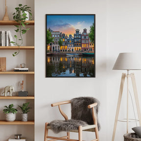 Diamond Painting - Amsterdamse grachtenpanden bij zonsondergang