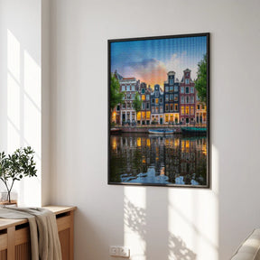Diamond Painting - Amsterdamse grachtenpanden bij zonsondergang