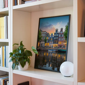 Diamond Painting - Amsterdamse grachtenpanden bij zonsondergang