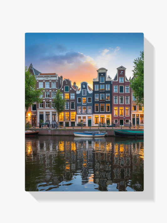 Diamond Painting - Amsterdamse grachtenpanden bij zonsondergang