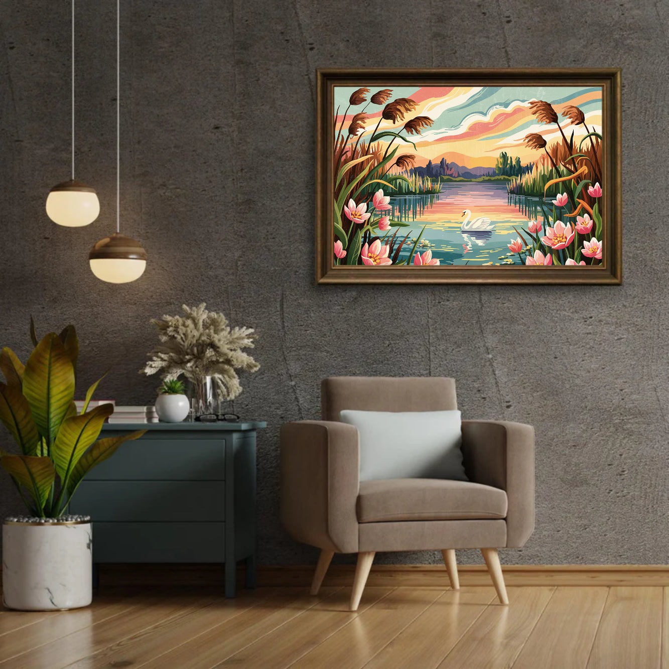 Diamond Painting - Avondbloemenlandschap