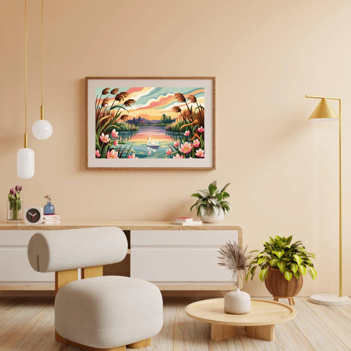 Diamond Painting - Avondbloemenlandschap