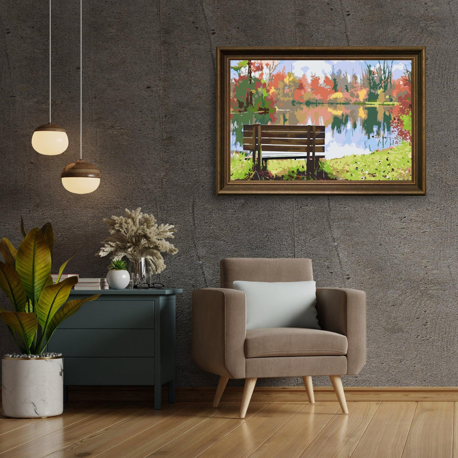 Diamond Painting - Bank bij de vijver - SEOS Shop ®