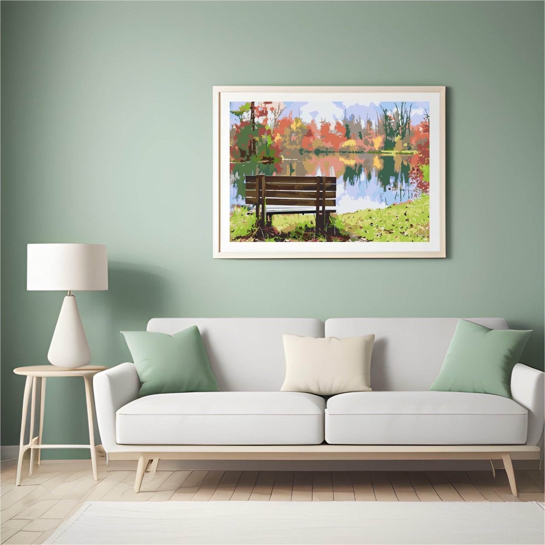 Diamond Painting - Bank bij de vijver - SEOS Shop ®
