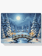 Diamond Painting - Besneeuwde brug met kerstlantaarns