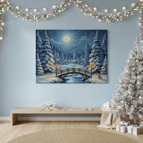 Diamond Painting - Besneeuwde brug met kerstlantaarns