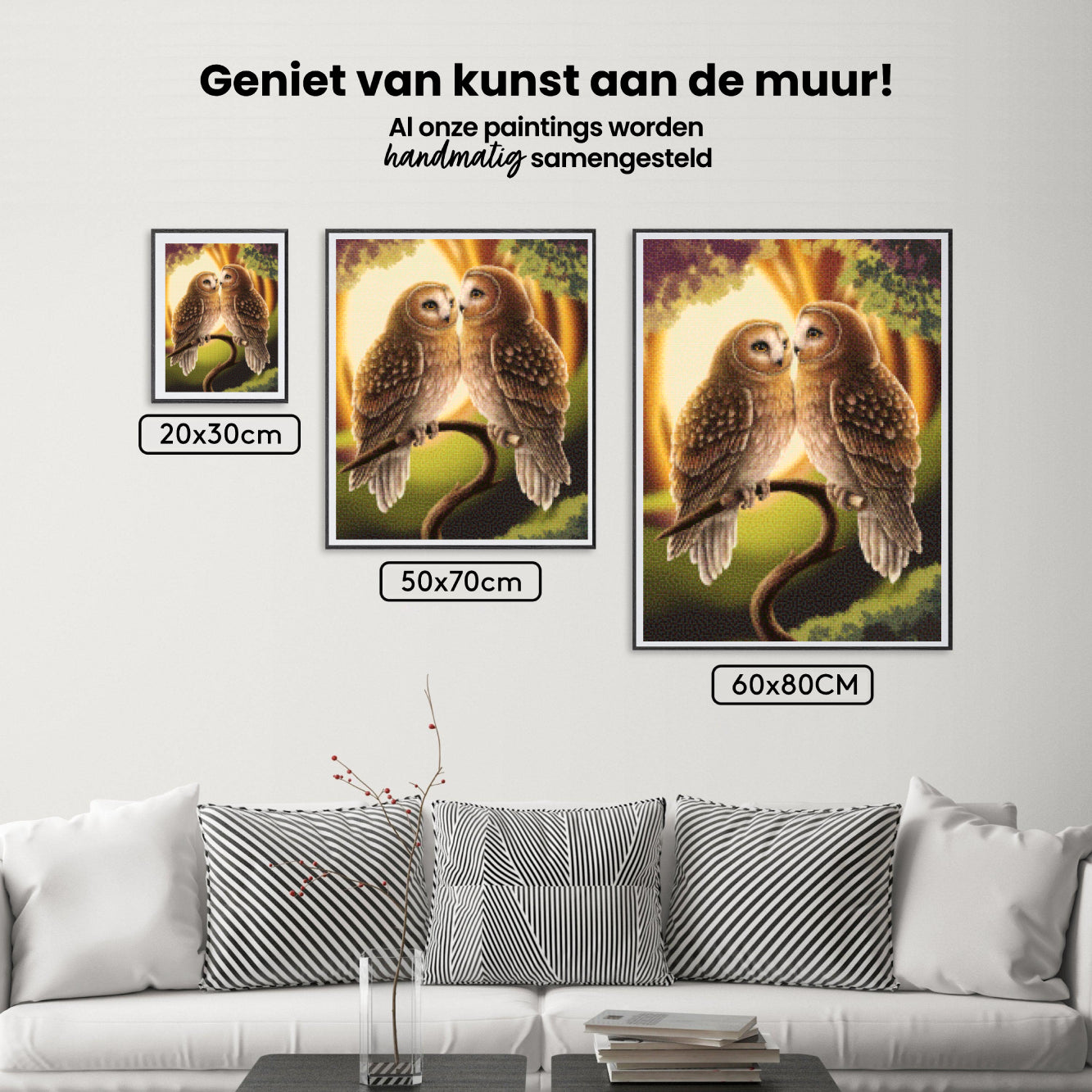 Diamond Painting - Charmant uilenpaar op een tak