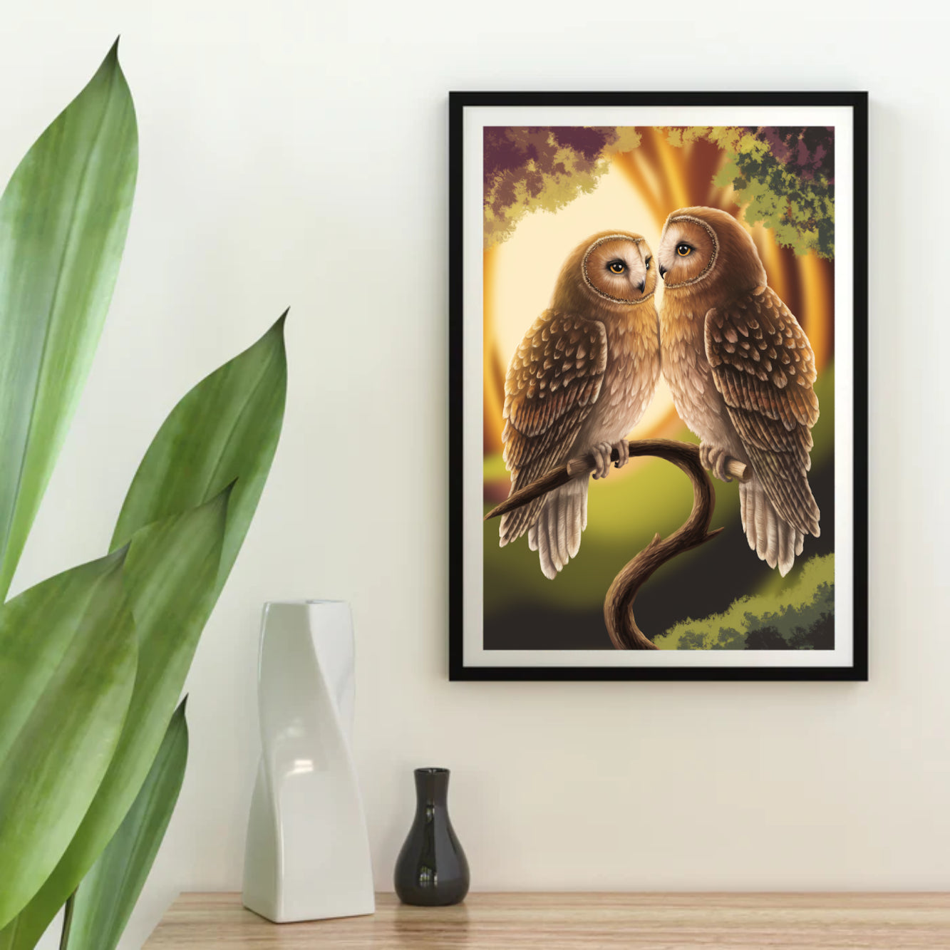 Diamond Painting - Charmant uilenpaar op een tak